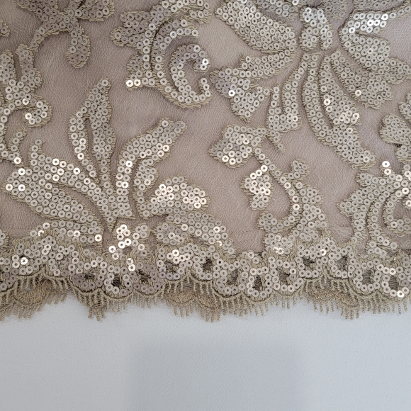 Tadashi Shoji Cocktail Sheath Bodycon Shiny Sequin Smokey Lt. Brown Dress Size 8 - Picture 11 of 15